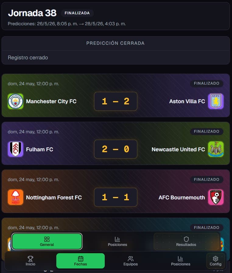 Jornada finalizada: fixture y resultados
