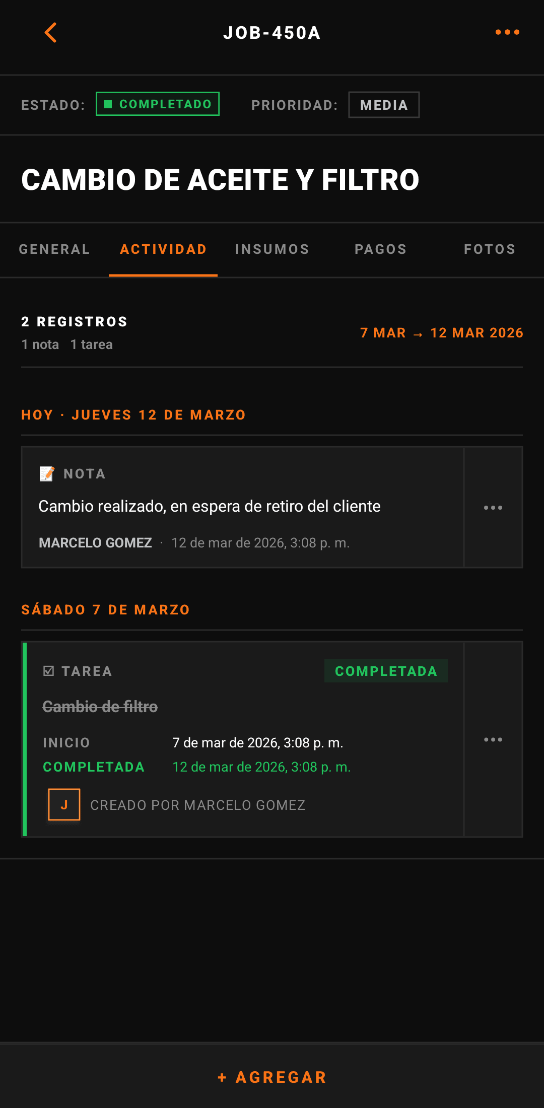 Activity feed: real time field reporting