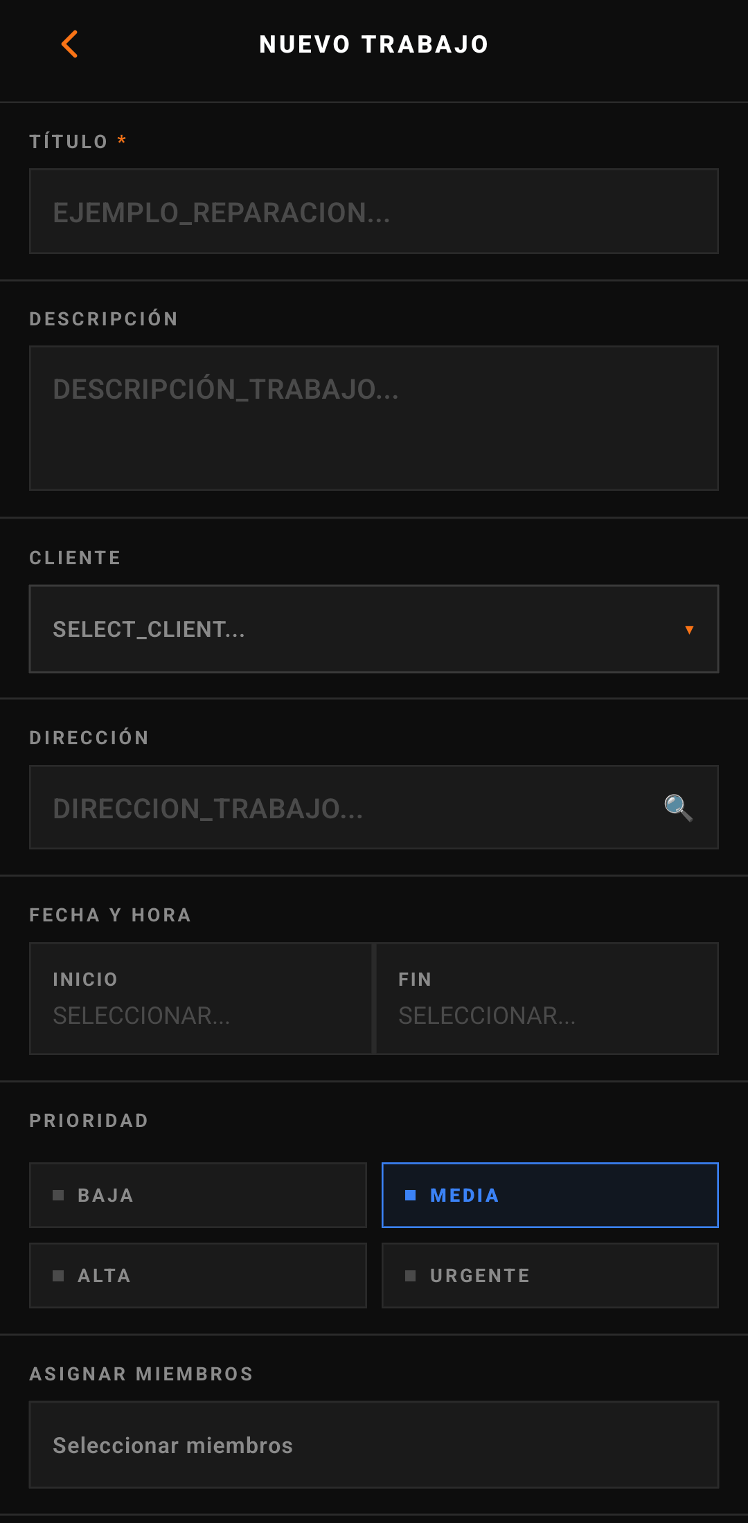 Job creation: quick assignment flow